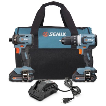 POWER TOOLS | Senix 20V Max Brushless 1/2 in. Cordless Drill/Driver and 1/4 in. Impact Driver Combo Kit with 2 Batteries (2 Ah) - S2K2B2-01