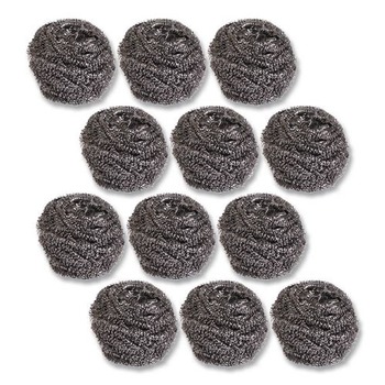 Boardwalk 2-1/2 in. x 2-3/4 in. Stainless Steel Scrubber - Steel Gray (12/Carton) - 84BWK SS