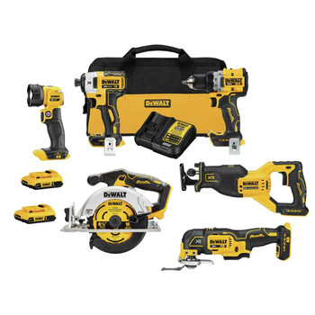 CLEARANCE | Dewalt 20V MAX XR Brushless Lithium-Ion 6-Tool Combo Kit with (2) Batteries - DCK648D2