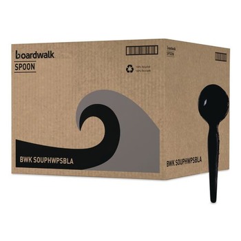 Boardwalk Heavyweight Polystyrene Soup Spoons - Black (1000/Carton) - BWKSOUPHWPSBLA