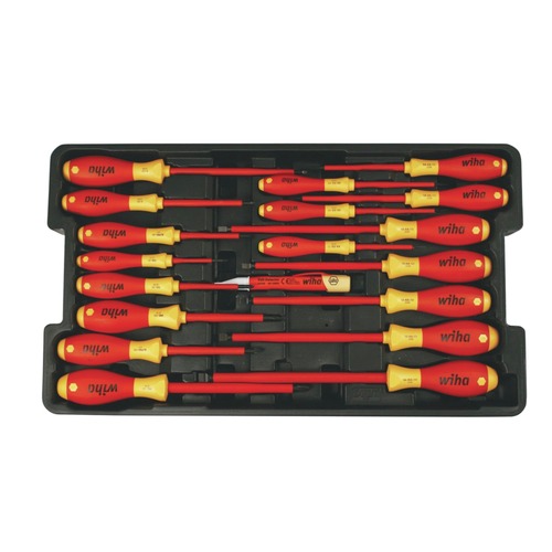 Screwdrivers | Wiha Tools 32095 (19-Piece) Insulated SoftFinish Screwdriver and Cat III Voltage Detector Set with Toolbox Tray image number 0