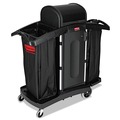 Customer Appreciation Sale! Save up to $60 on Select Tools | Rubbermaid Commercial FG9T7800BLA High-Security 2-Shelf Housekeeping Cart - Black/Silver image number 0