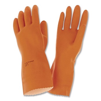Ansell Alphatech 87-208 Heavyweight Gloves - Large, Orange (144 Pairs/Carton) - 192085