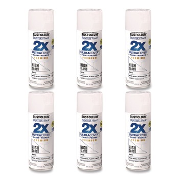 AUTO CARE AND DETAILING | Rust-Oleum Painter's Touch 2X Ultra Cover Spray Paint, High Gloss White, 12 oz Aerosol Can, 6/Carton - 331171