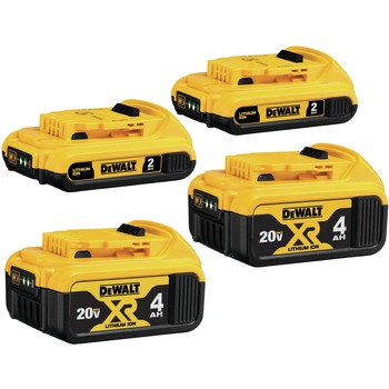 POWER TOOL ACCESSORIES | Dewalt (4) 20V MAX 4 Ah and 2 Ah Lithium Ion Batteries - DCB324-4