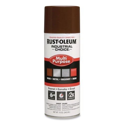 Paint | Rust-Oleum 1674830 Industrial Choice 1600 System 12 oz. Aerosol Can Multi-Purpose Enamel Spray Paint - Gloss Brown (6/Carton) image number 0
