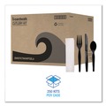  | Boardwalk BWKFKTNHWPSBLA Heavyweight Fork/Knife/Napkin/Teaspoon 4-Piece Plastic Cutlery Kit - Black (250/Carton) image number 1