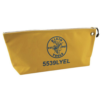CASES AND BAGS | Klein Tools 18 in. x 3.5 in. x 8 in. Canvas Zipper Consumables Tool Pouch - Large, Yellow - 5539LYEL