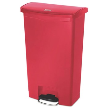 Rubbermaid Commercial Streamline 18-Gallon Front Step Style Resin Step-On Container - Red - 1883568