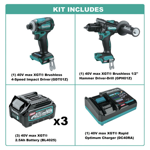 Makita 40V max XGT Brushless Lithium-Ion 1/2 Cordless Hammer