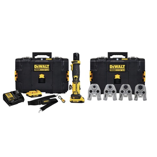 Copper Press Tools | Dewalt DCE210D2K 20V MAX Lithium-Ion Cordless Compact Press Tool Kit with CTS Jaws and 2 Batteries (2 Ah) image number 0