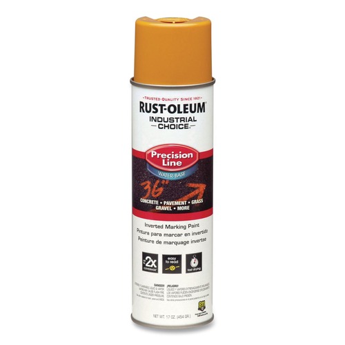 Paint | Rust-Oleum 203033 Industrial Choice M1800 System 17 oz. Aerosol Can Water-Based Precision Line Marking Paint - Gloss Yellow (12/Carton) image number 0