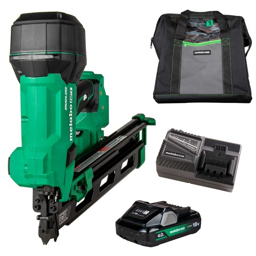 Framing Nailers | Metabo HPT NR1890DRAM 18V Lithium-Ion 21 Degree Cordless Plastic Strip Framing Nailer Kit (4 Ah) image number 0