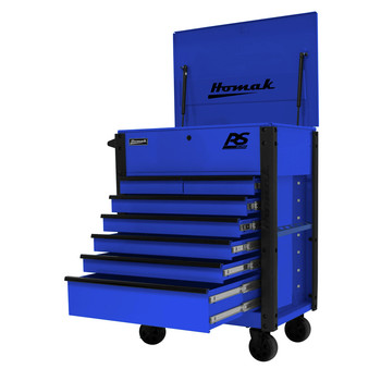 TOOL CARTS | Homak 35 in. 7 Drawer Flip-Top Service Cart - Blue - BL06035247
