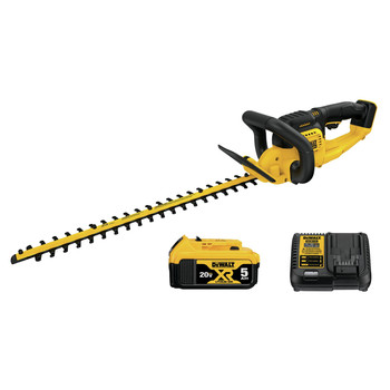  | Dewalt 20V MAX Brushed Lithium-Ion 22 in. Cordless Hedge Trimmer Kit (5 Ah) - DCHT820P1