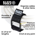 Ropes and Ties | Klein Tools 450-600 6-Piece 6 in. / 8 in. / 14 in. Hook and Loop Cinch Strap Cable Tie Set - Black image number 11