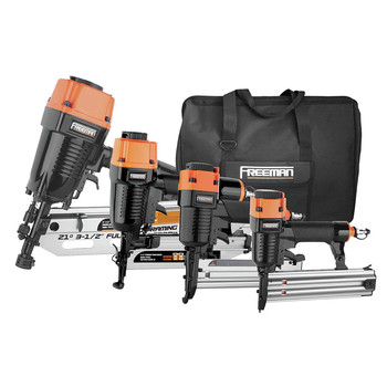 Freeman Pneumatic 4 PC Framing and Finish Nail Gun Combo Kit with Canvas Bag and Nails - P421645040