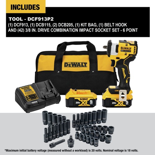 Dewalt 20V MAX Lithium-Ion 3/8 Cordless Impact Wrench Kit with