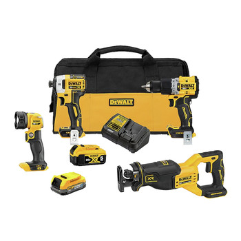 Dewalt 20V MAX XR Brushless Lithium-Ion 4-Tool Combo Kit with (1) 1.7 Ah and (1) 5 Ah Battery - DCK449E1P1