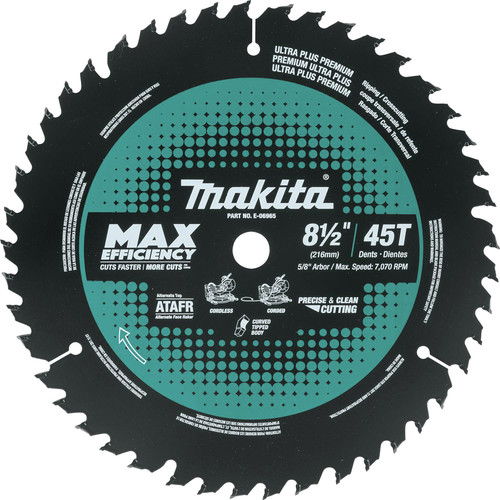Miter Saw Blades | Makita E-06965 8-1/2 in. 45 Tooth Carbide-Tipped Max Efficiency Miter Saw Blade image number 0