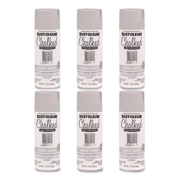 Rust-Oleum Ultra Matte Chalked Paint, Matte Aged Gray, 12 oz Aerosol Can, 6/Carton - 302592