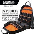 Cases and Bags | Klein Tools 55475 Tradesman Pro 17.5 in. 35-Pocket Tool Bag Backpack - Black/Orange image number 3