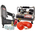 Clearance Center | SENCO PC0947 FinishPro 18 Gauge Brad Nailer and 0.5 HP 1 Gallon Oil-Free Hand Carry Air Compressor Combo Kit image number 0