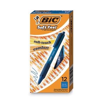 BIC SCSM11-BLU Soft Feel 1 mm Medium Ballpoint Pen - Blue Ink/Blue Barrel (1-Dozen)