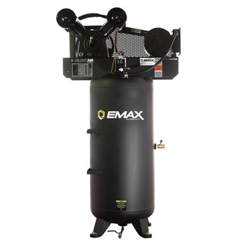 PORTABLE AIR COMPRESSORS | EMAX 5 HP 60 Gallon Single-Stage Single Phase 19 CFM @100 PSI Industrial 2-Cylinder Splash Lubricated Pump Electric Air Compressor - ESL05V060V1