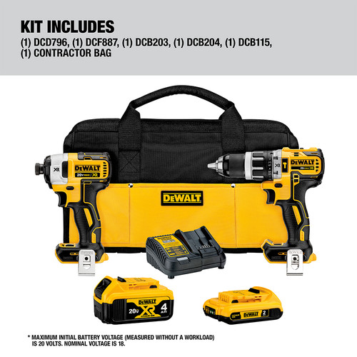 Dewalt 2 Tool Combo Kit 20V MAX XR Cordless Hammer Drill Driver Impact Driver Kit with 1 2Ah 1 4Ah Battery DCK287D1M1