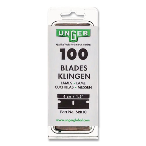 Customer Appreciation Sale! Save up to $60 on Select Tools | Unger SRB30 #9 Safety Scraper Stainless Steel Replacement Blades (100/Pack) image number 0