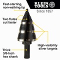 Drill Driver Bits | Klein Tools KTSB15 7/8 in. to 1-3/8 in. #15 Double Fluted Step Drill Bit image number 5