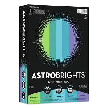 Astrobrights 20274-01 8.5 in. x 11 in. 24 lbs Bond Weight Color Paper - Assorted Cool Colors (1-Ream)