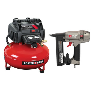 Porter-Cable 0.8 HP 6 Gallon Oil-Free Pancake Air Compressor and 18-Gauge 1-1/2 in. Narrow Crown Stapler Kit Bundle - C2002-NS150C