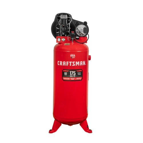 Air Compressors | Craftsman CMXECXM601.COM 230V 20 Amp 3.7 HP Single Stage 60 Gallon 175 PSI 11.5 SCFM 90 PSI Oil-Lubricated Electric Vertical Corded Air Compressor image number 0