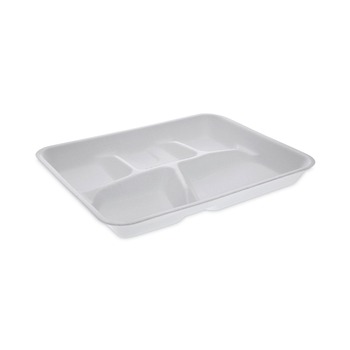 Pactiv Corp. YTH10500SGBX 5 Compartment 8.25 in. x 10.5 in. x 1 in. Foam School Trays - White (500/Carton)