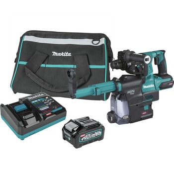 DEMO AND BREAKER HAMMERS | Makita 40V MAX XGT Brushless Cordless 13/16 in. SDS-PLUS AVT Rotary Hammer Kit with Dust Extractor (2.5 Ah) - GRH10D1W