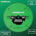 Table Saw Blades | Metabo HPT 115763M 10 in. 80-Tooth Ultra Fine Finish Blade image number 3