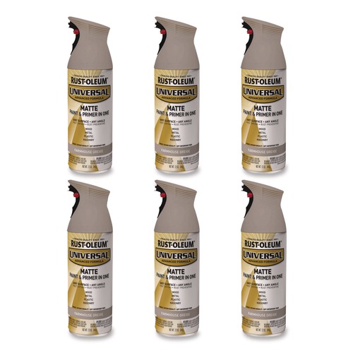 Paint | Rust-Oleum 376724 Universal Premium Spray Paint, Matte Greige, 12 oz Aerosol Can, 6/Carton image number 0