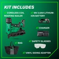 Coil Nailers | Metabo HPT NV1845DAM 18V MultiVolt Lithium-Ion Cordless Coil Roofing Nailer Kit (2 Ah) image number 1