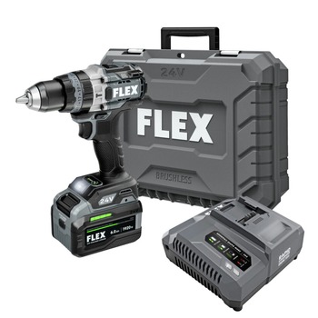 REMODELING TOOLS | FLEX 24V Stacked Lithium Advantage Brushless 1/2 in. Cordless 2-Speed Hammer Drill Driver with Turbo Mode Kit (6 Ah) - FX1271T-1H