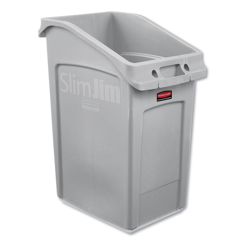 Rubbermaid 2026721 23 gal Rectangular Slim Jim Trash Can - 22L x 15 4/5W x 30H, Gray, High-Quality Resin