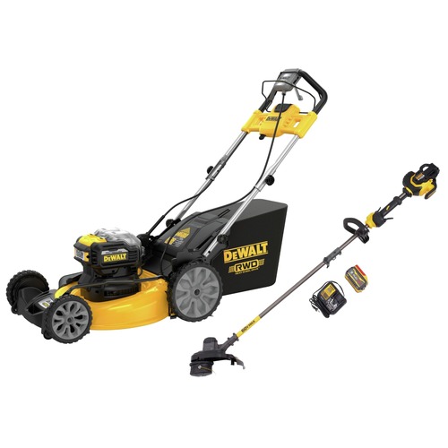 DeWALT Spring Savings! Save up to $100 off DeWALT power tools | Dewalt DCMWSP255Y2DCST970X1S-BNDL 2X 20V MAX Brushless Self-Propelled 21-1/2 in. Cordless Mower Kit (12 Ah) and 60V MAX FLEXVOLT Brushless Cordless String Trimmer Kit (3 Ah) Bundle image number 0