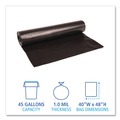  | Boardwalk H8048EKKR01 40 in. x 48 in. 45 gal. 1 mil Recycled Low-Density Polyethylene Can Liners - Black (100/Carton) image number 3