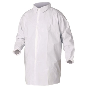 Ansell KCC 44446 A40 Liquid and Particle Protection Lab Coats with Elastic Wrists - Triple Extra Large, White (30/Carton)
