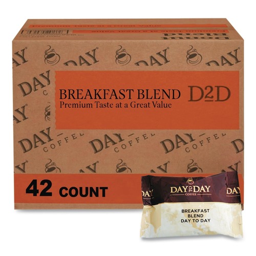 Percentage Off | Day to Day Coffee 23003 1.5 oz. Pack 100 Percent Pure Coffee - Breakfast Blend (42 Packs/Carton) image number 0