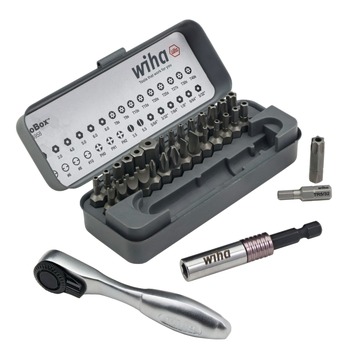 SOCKETS AND RATCHETS | Wiha Tools 32-Piece GoBox Security Bit Set with Mini Ratchet - 74958