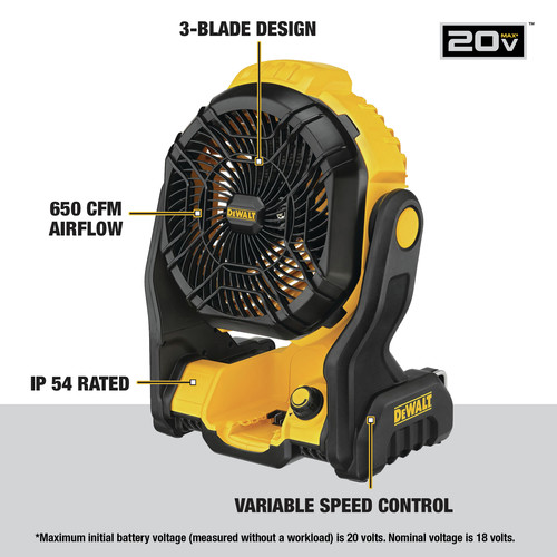 Dewalt 20V MAX Lithium Ion 11 in. Cordless Jobsite Fan Tool Only DCE512B