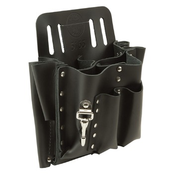 Klein Tools 10-Pocket Stitched and Riveted Leather Tool Pouch with Knife Snap - 5165