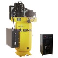 Stationary Air Compressors | EMAX ESP05V080I1PK E450 Series 5 HP 80 gal. Industrial Plus 2 Stage Pressure Lubricated Single Phase 19 CFM @100 PSI Patented SILENT Air Compressor with 30 CFM Air Dryer image number 1